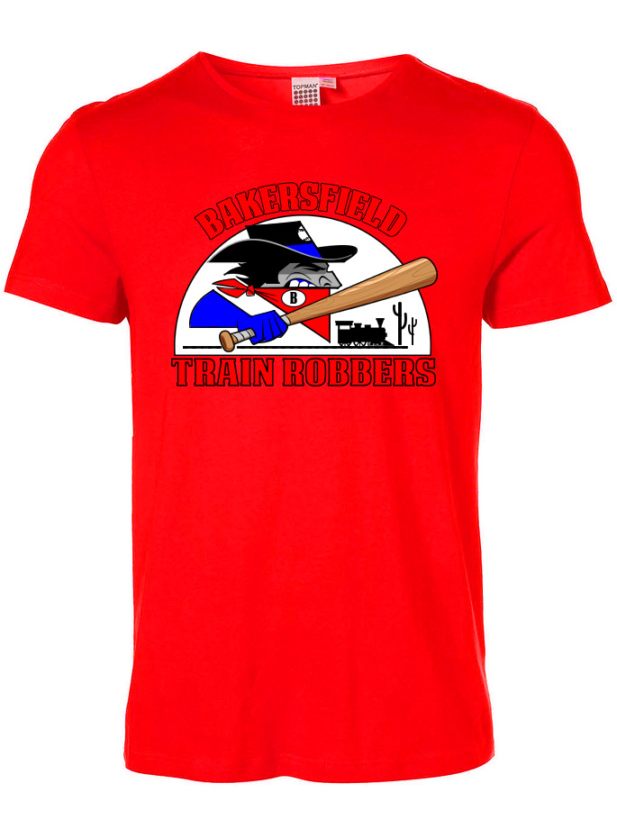 Bakersfield Train Robbers Red T-Shirts 100% Cotton